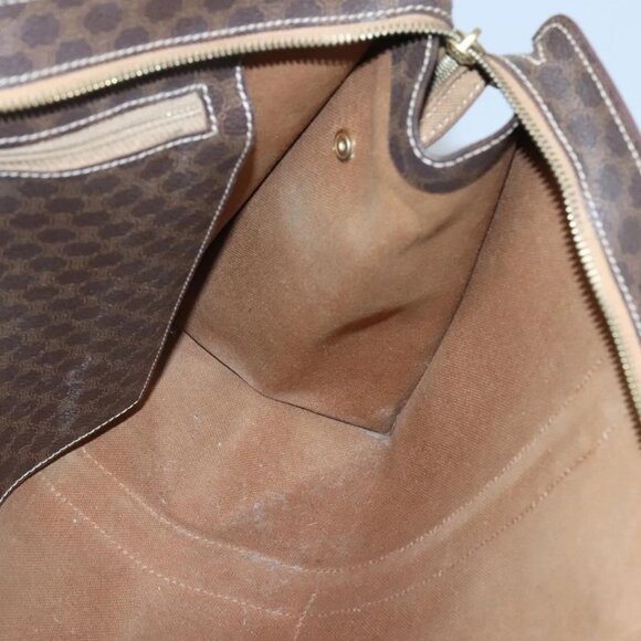 CELINE Macadam Canvas Tote Bag PVC Leather Brown Gold Auth bs25457 - Picture 12 of 16